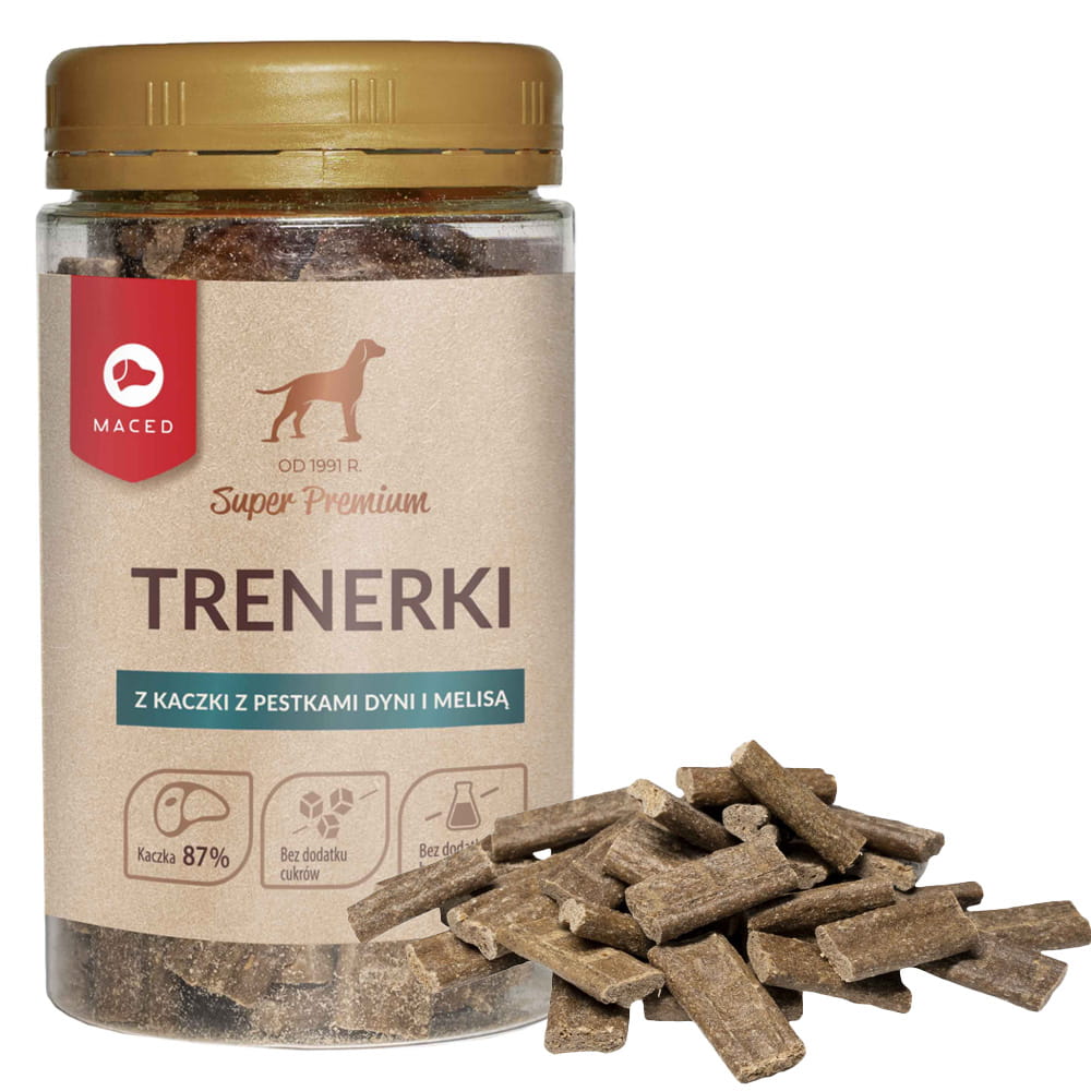 Maced przysmak psa Trenerki treserki KACZKA Z PESTKAMI DYNI I MELISĄ 150g